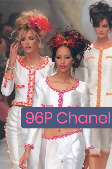 Vintage Chanel 96P Barbie Ivory Shantung Silk Sequin Beaded Pallets Jacket FR 42
