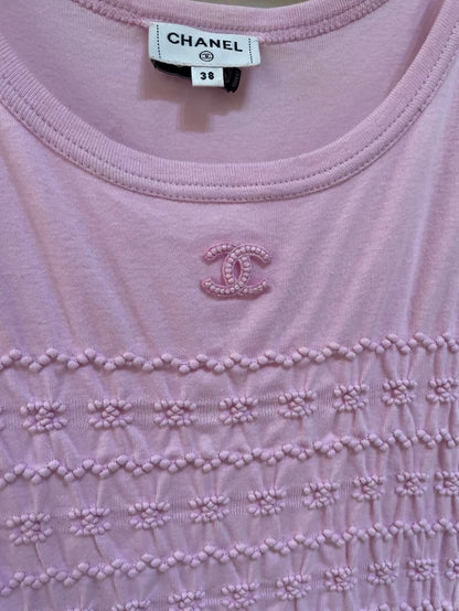 Chanel 23P pink double C pleated dress