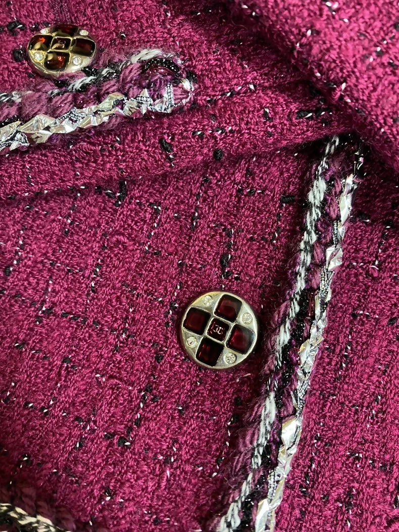 Chanel 22A Limited Edition Burgundy Tweed Jacket