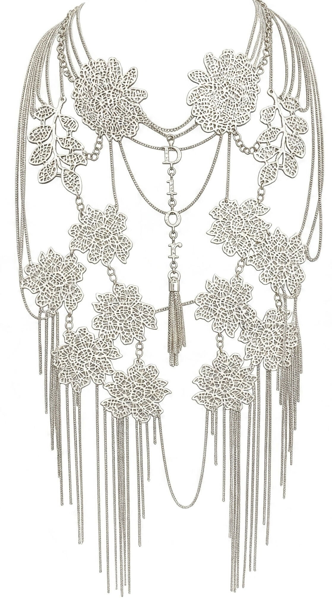 Christian Dior ‘Mata Hari’ Vintage Long Collar Bib Floral Crystal Statement Necklace ultra rare