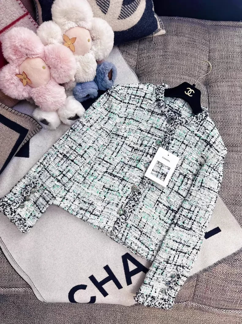 Chanel 26s green tweed jacket