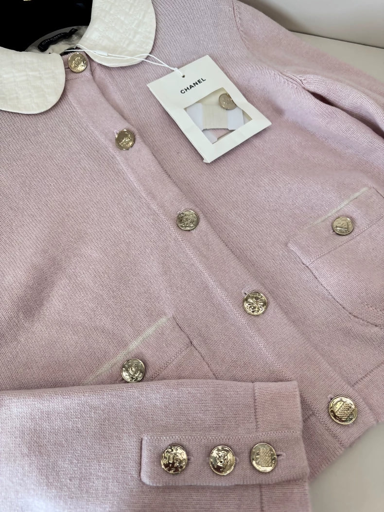 Chanel 25B Pink Knit Cardigan