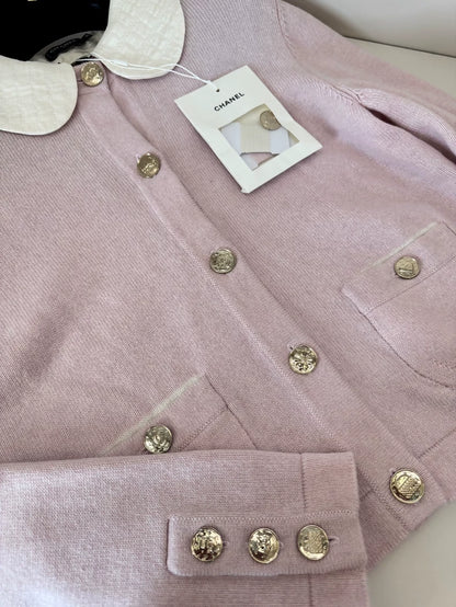 Chanel 25B Pink Knit Cardigan