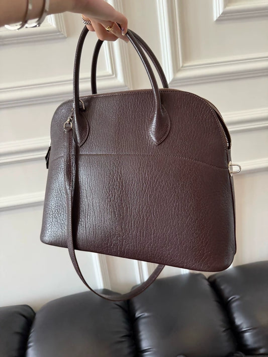 Hermès Bolide 35 ebony goatskin leather palladium hardware