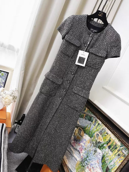 Chanel 21A silver shimmering long dress