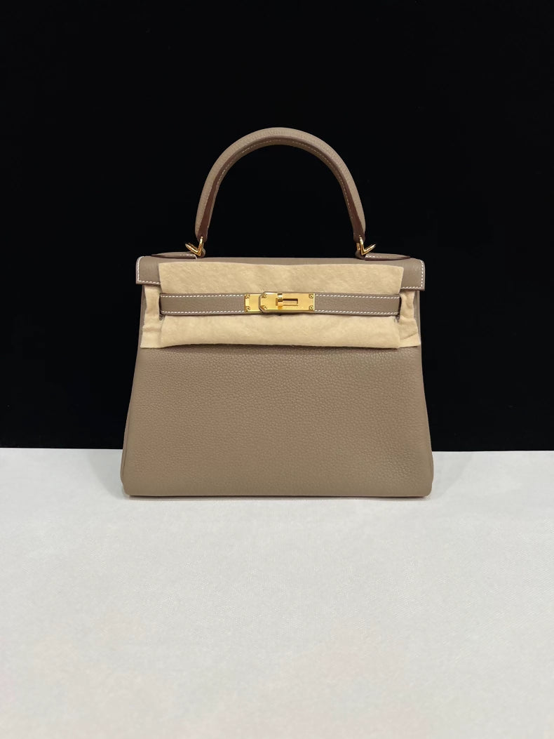 Hermes Kelly 28 Etoupe Togo leather gold hardware