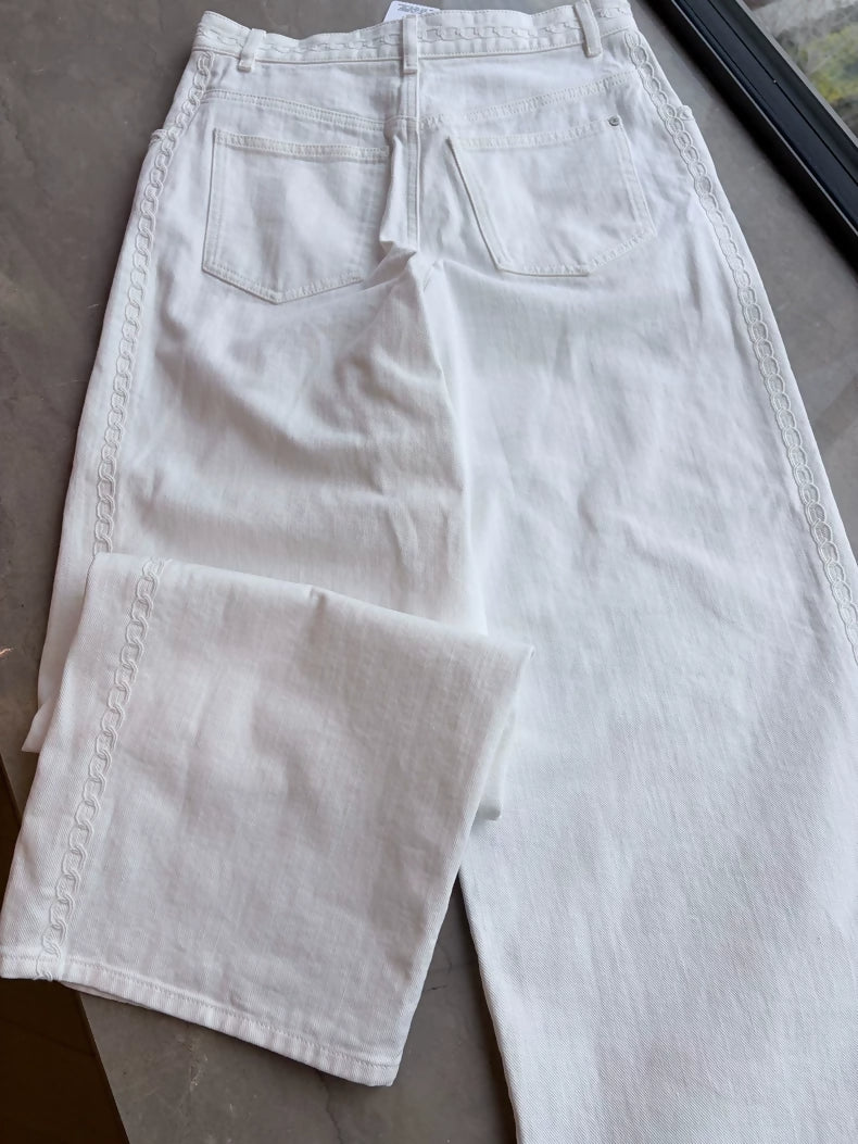 Chanel 26P White Wide-Leg Pants
