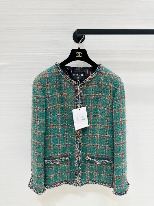 Chanel 23A green tweed jacket