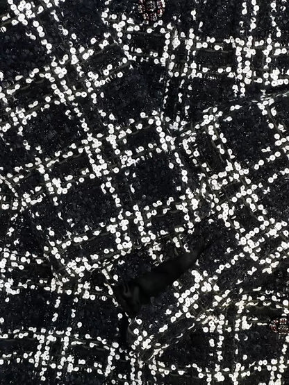 Chanel 22K Black and White Check Tweed Jacket