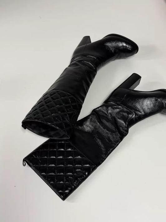 Chanel 23B Black Leather Boots