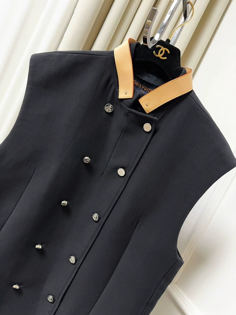 Louis Vuitton black double-breasted vest