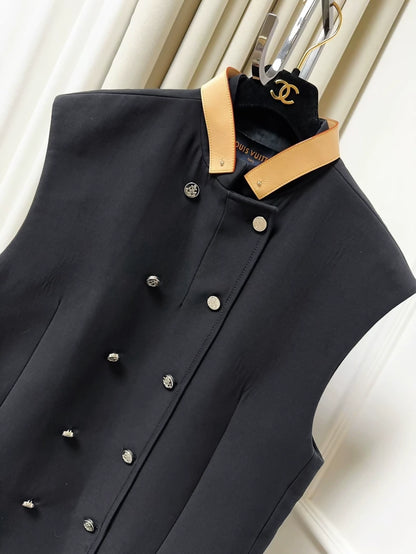Louis Vuitton black double-breasted vest