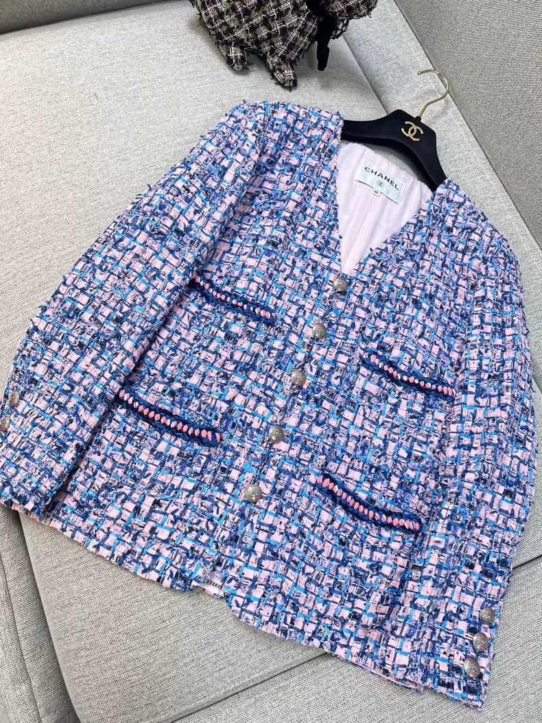 Chanel 21P pink & purple tweed jacket