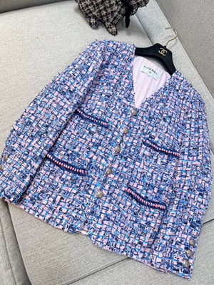 Chanel 21P pink & purple tweed jacket