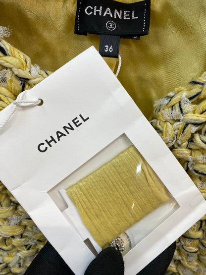 Chanel 22P Light Yellow tweed Short Jacket