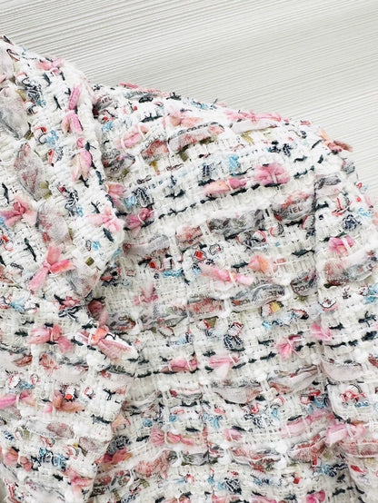 Chanel 23C pink sequined tweed jacket