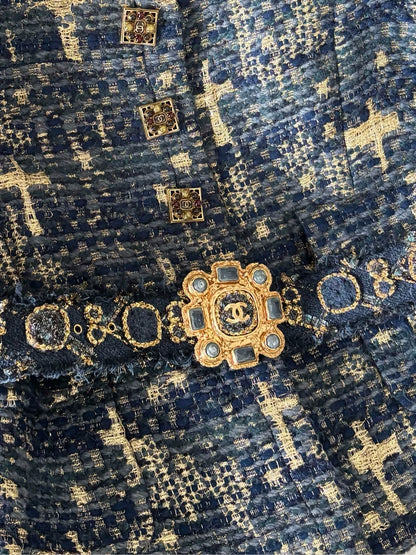 Chanel Blue and Gold Byzantine jacket with Belt