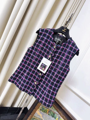 Chanel 24P purple plaid tweed vest