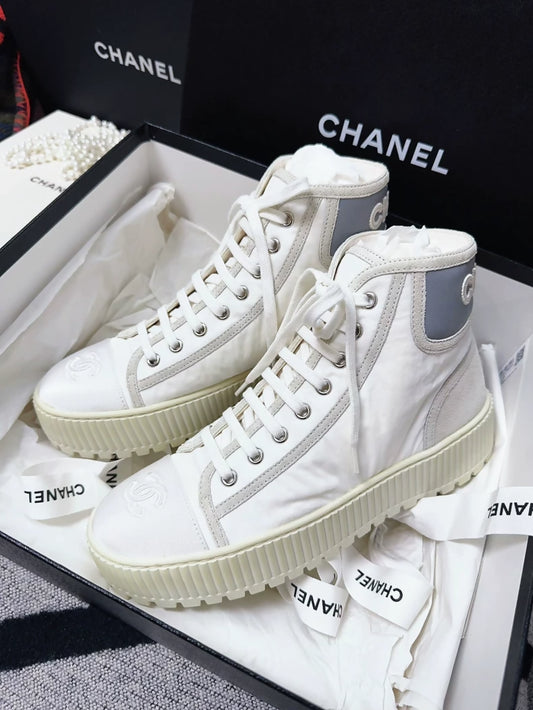 CHANEL 21K White and Grey converse shoes