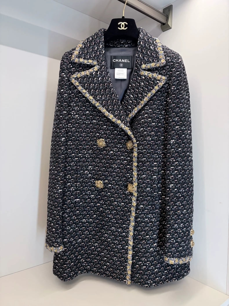 Chanel Byzantine Collection 11A Grey Tweed Coat