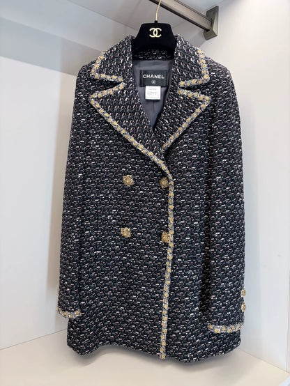 Chanel Byzantine Collection 11A Grey Tweed Coat