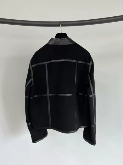 Hermes black cashmere and leather Jacket