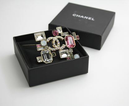 Chanel Vintage 05P Coloured Rhinestones Pink Brooch