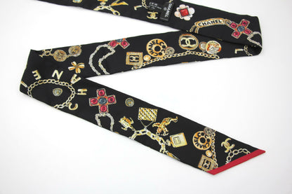 Chanel 20s 100% Silk Black Jewellery Perfume Bottle and Scarf