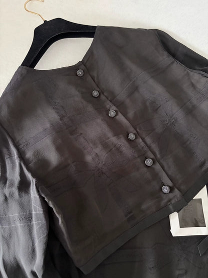 Chanel 24p Black Silk top & skirt Set