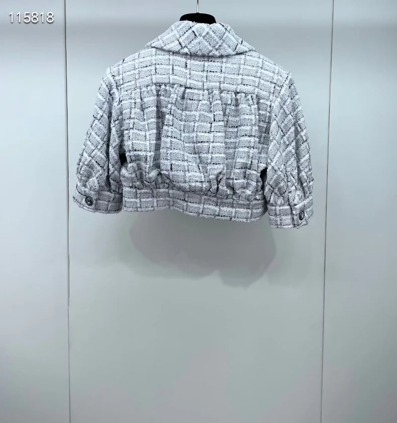 Chanel 22C black/white Check Cropped Jacket