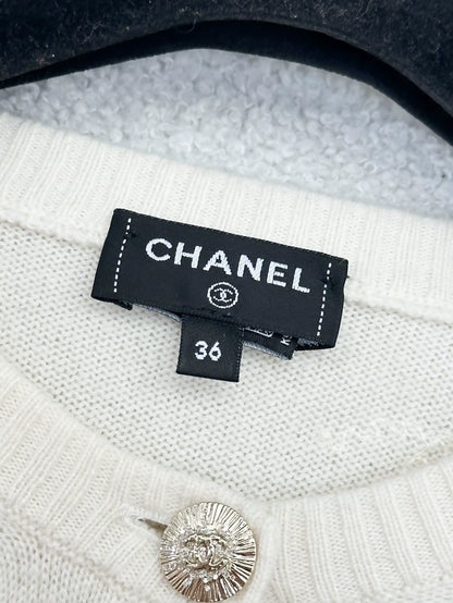 Chanel 24SS ecru/pink flower cardigan