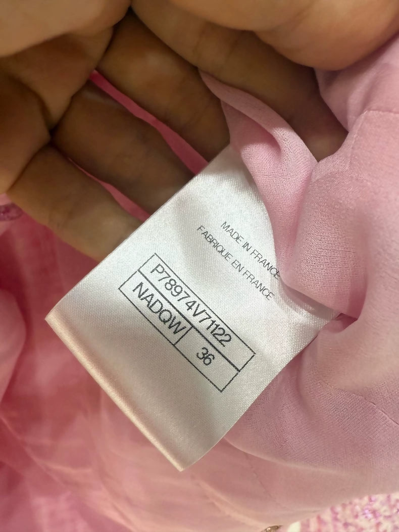 Chanel 25P pink shimmering tweed jacket