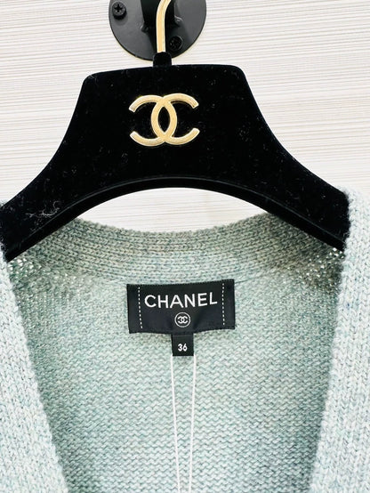 Chanel 24k blue and brown striped knit cardigan