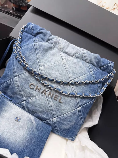 Chanel 23P Denim hobo bag with silver hardware