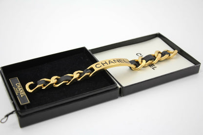 Chanel Vintage 95P Gold-plated Leather Bracelet