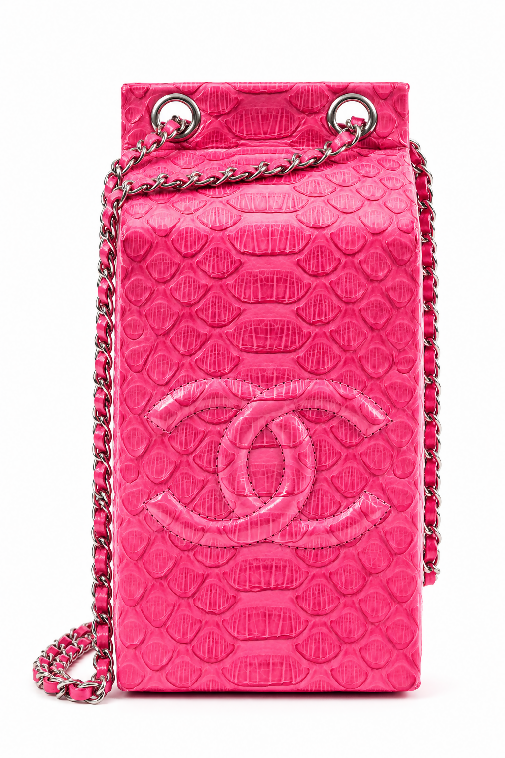 Chanel 2014 Pink Python Lait de Coco Milk Carton Bag