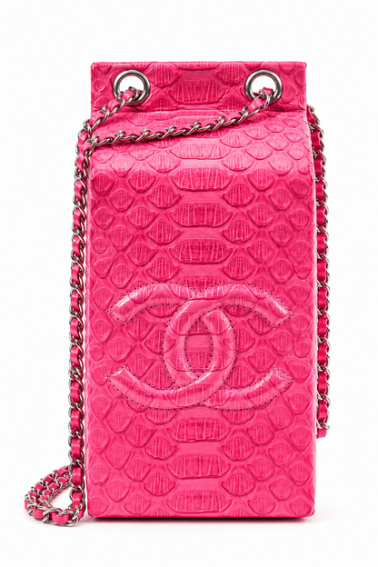 Chanel 2014 Pink Python Lait de Coco Milk Carton Bag