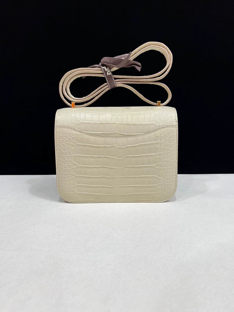 Hermes Constance 19 Betton Matte Crocodile Leather Gold Hardware