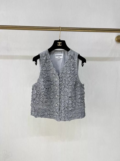 Chanel 24p Grey striped Vest