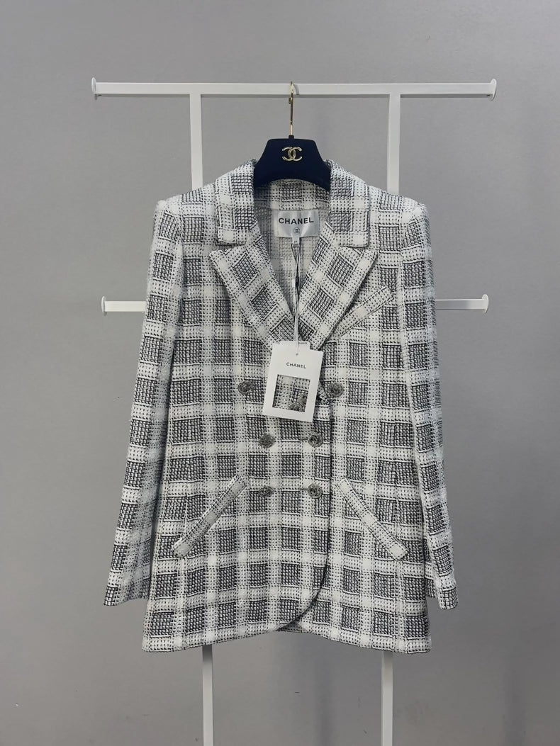 Chanel 2020 gray & white Check Jacket