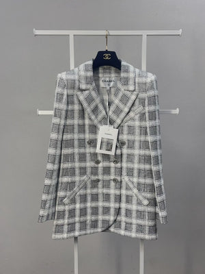 Chanel 2020 gray & white Check Jacket