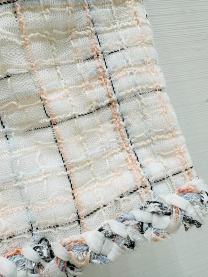 Chanel 25S mixed-color plaid tweed sleeveless vest dress