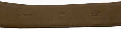 Chanel 14C Beige on Gold CC Buckle Quilted Lambskin Belt Size 85/34