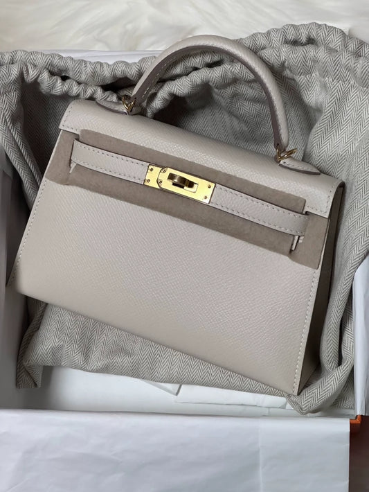Hermes Mini Kelly 20 craie epsom leather gold hardware