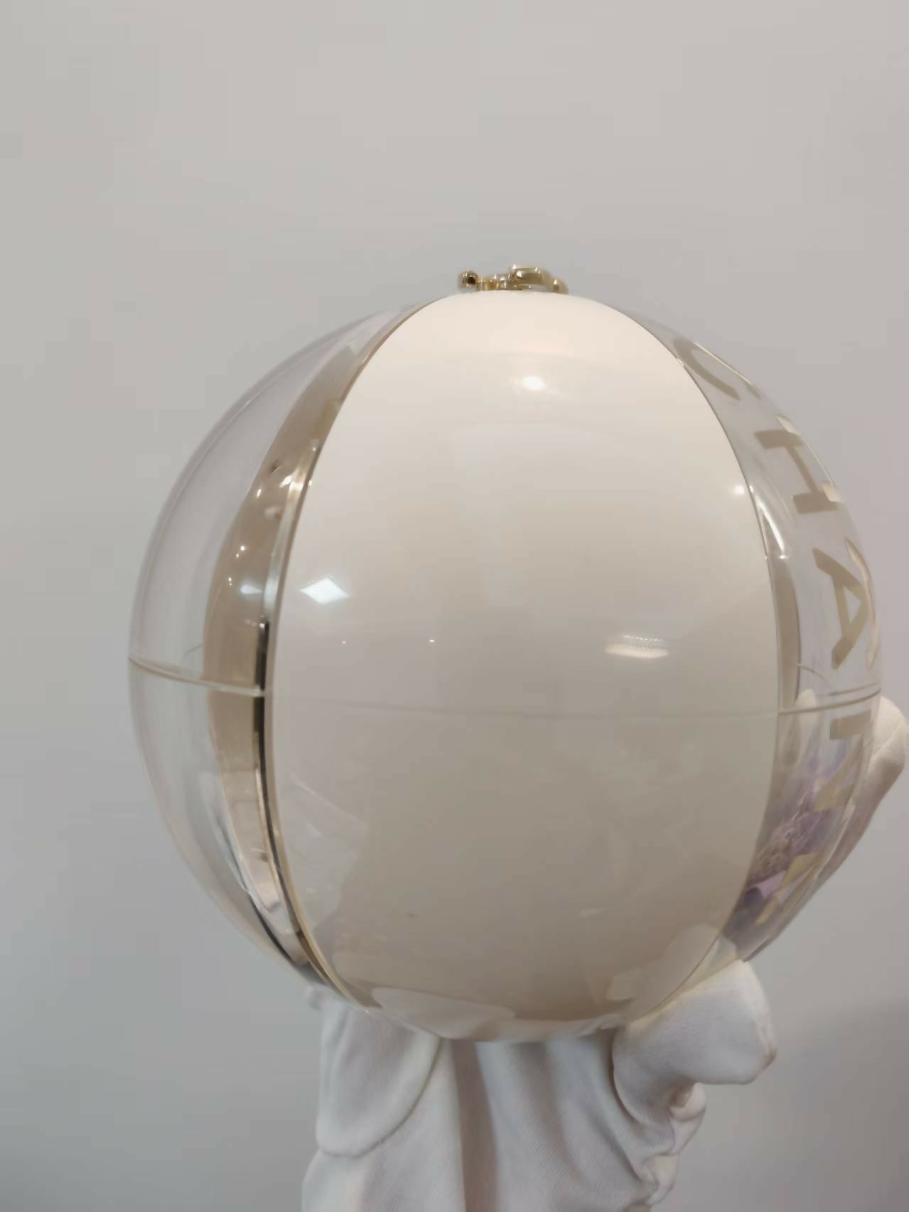 Chanel 2019 Cream White Coco Beach Ball Minaudière clutch bag with gold hardware