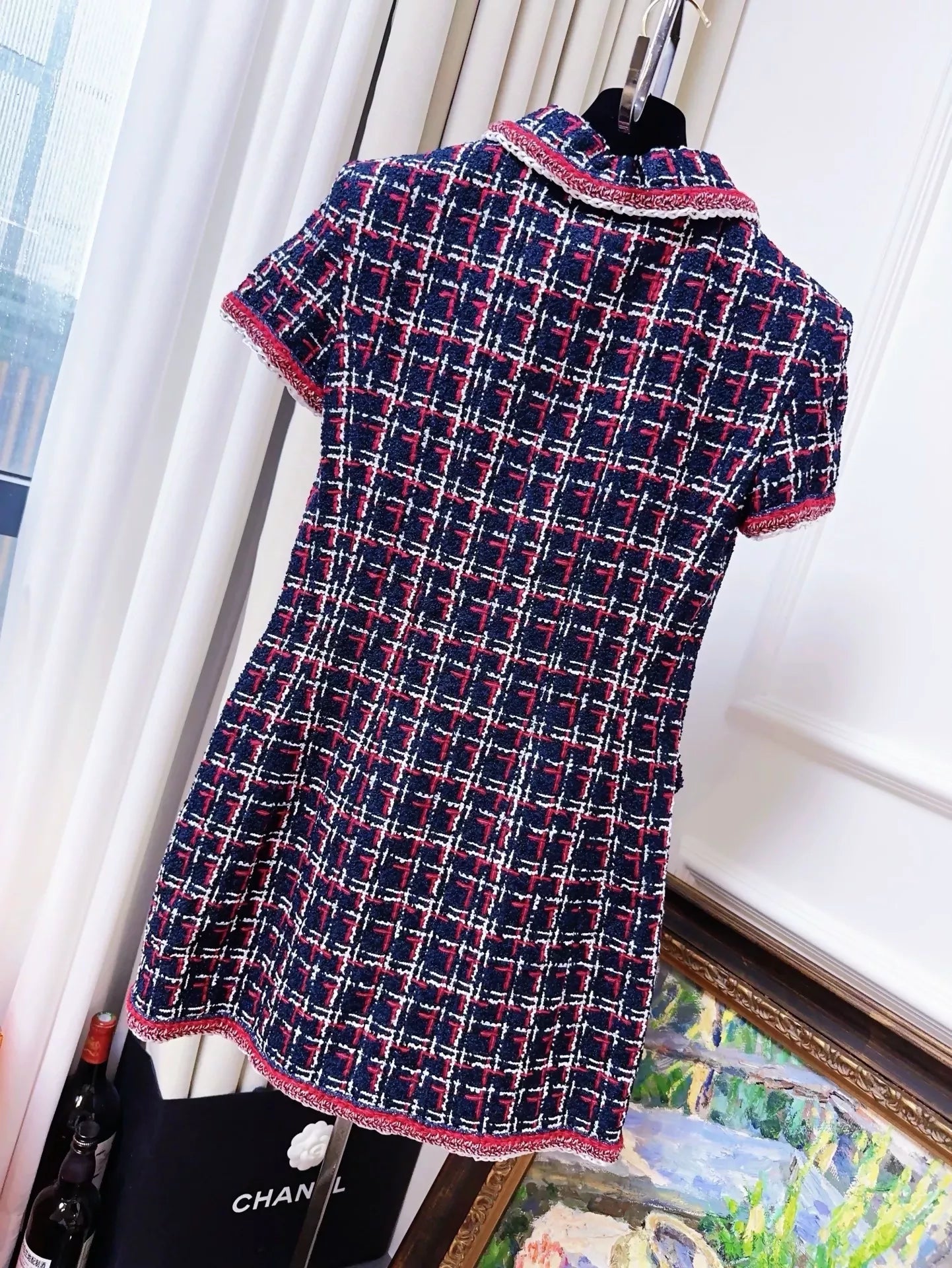 Chanel 20s Red and Blue Dress