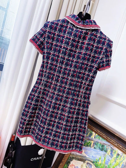 Chanel 20s Red and Blue Dress