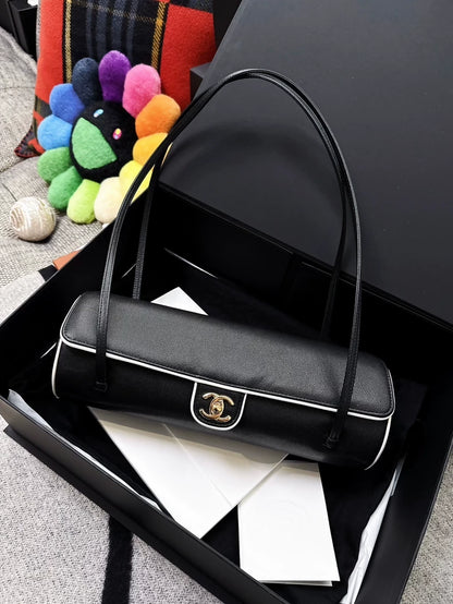 Chanel 26P black and white bowling bag