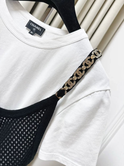 Chanel 22c Double C tank top with rhinestone chain