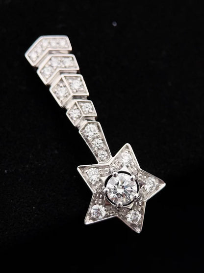 Chanel Comet 18K Gold/White Gold Full Diamond Earrings,